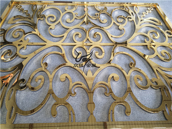 让您喜欢的亮面镀金铝板雕刻屏风、钛金镂空雕刻隔断
