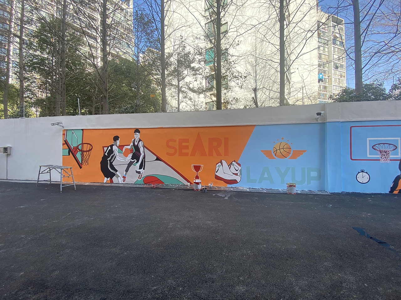 篮球馆壁画彩绘,墙体彩绘,壁画涂鸦