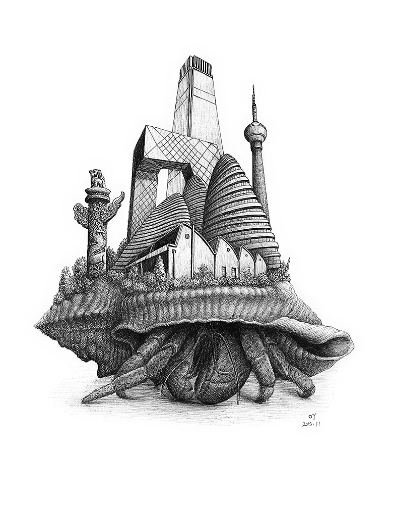 寄居·北京（图ZMzc5MDM5Njg=） - 艺术插画 - 站酷设计师欧阳鹏杰_OY原创素材 - 站酷ZCOOL