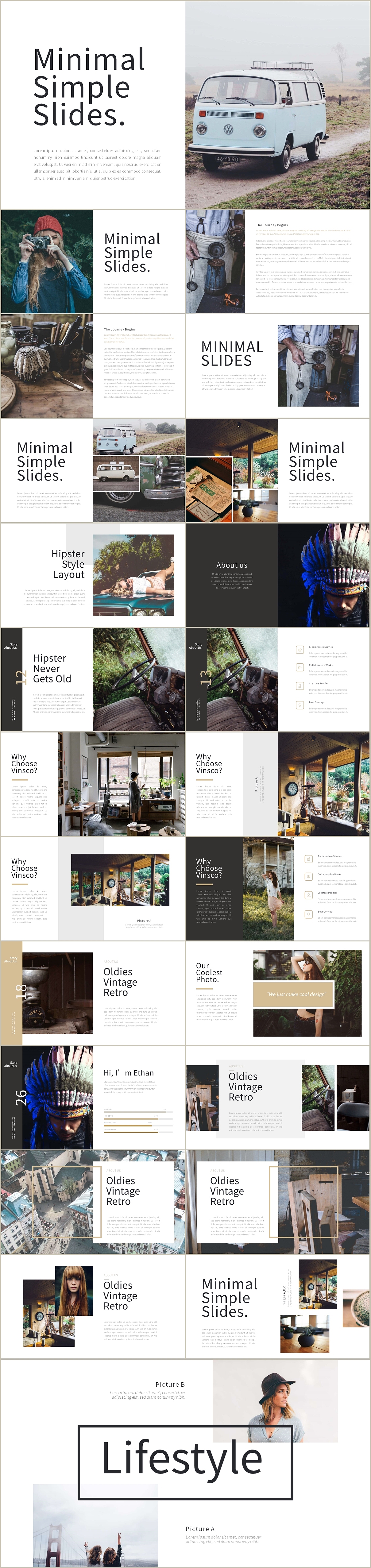 清新欧美简约风旅游风景摄影记录纪念相册PPT模板