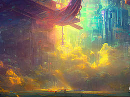 #AI创作实验室#水晶城堡 蓝色的植物 天空中的彩虹