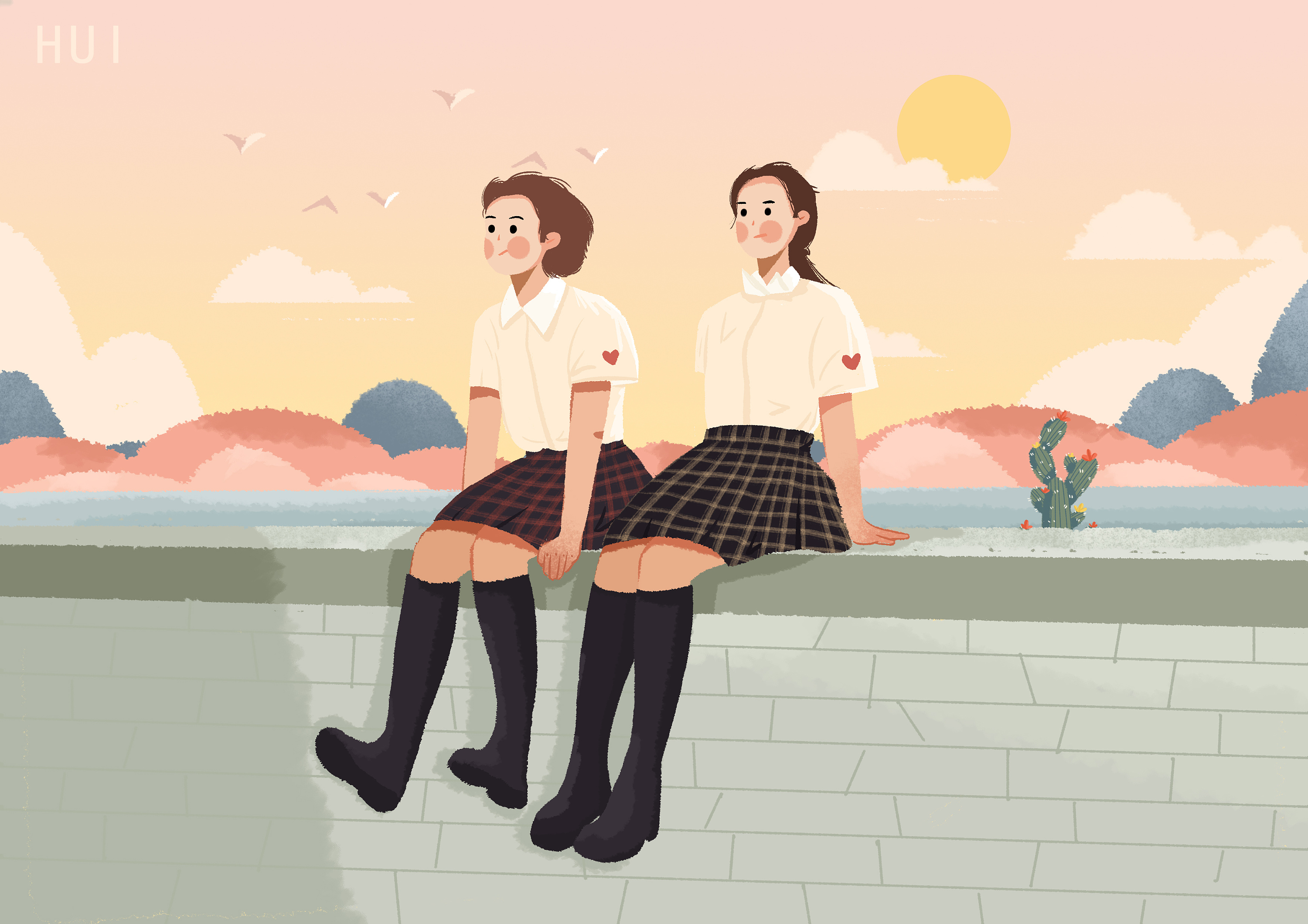 两个人的旅行 — 青春时期的友情|插画|商业插画|一颗慧星 - 原创作品 - 站酷 (ZCOOL)