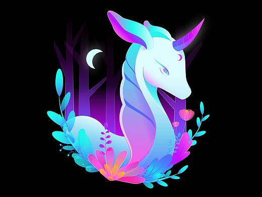 AI矢量插画 独角兽