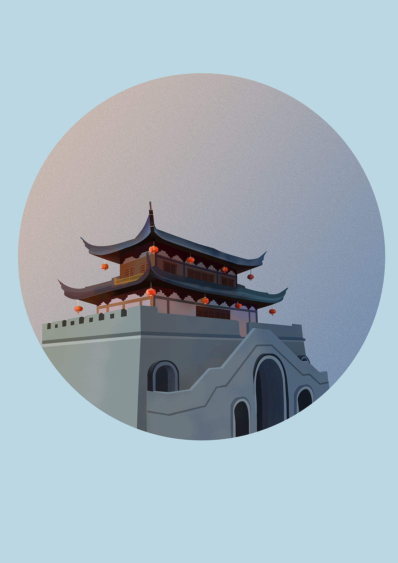 风景插画(金华婺江,金华八咏楼,金华彩虹桥)