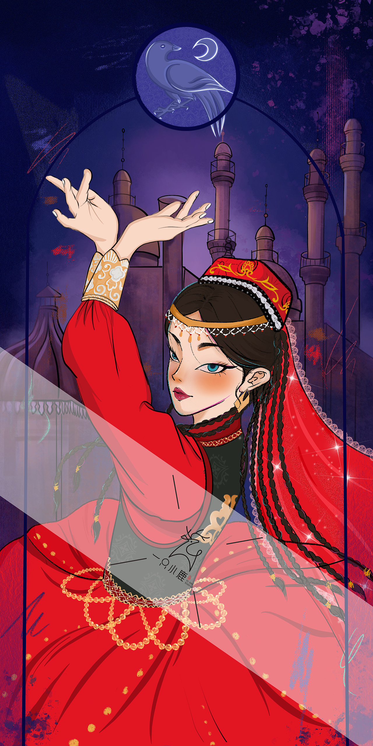 民族插画系列—维吾尔族（图ZMjQ0Mzg3NjE2） - 商业插画 - 站酷设计师一只小鹿会画画原创素材 - 站酷ZCOOL