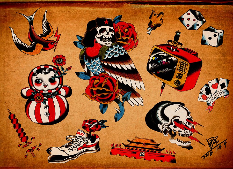 my old school tatoo |涂鸦/潮流|插画|死不了 - 原创设计作品 - 站酷