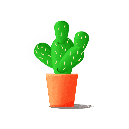 肌理风格插画盆栽