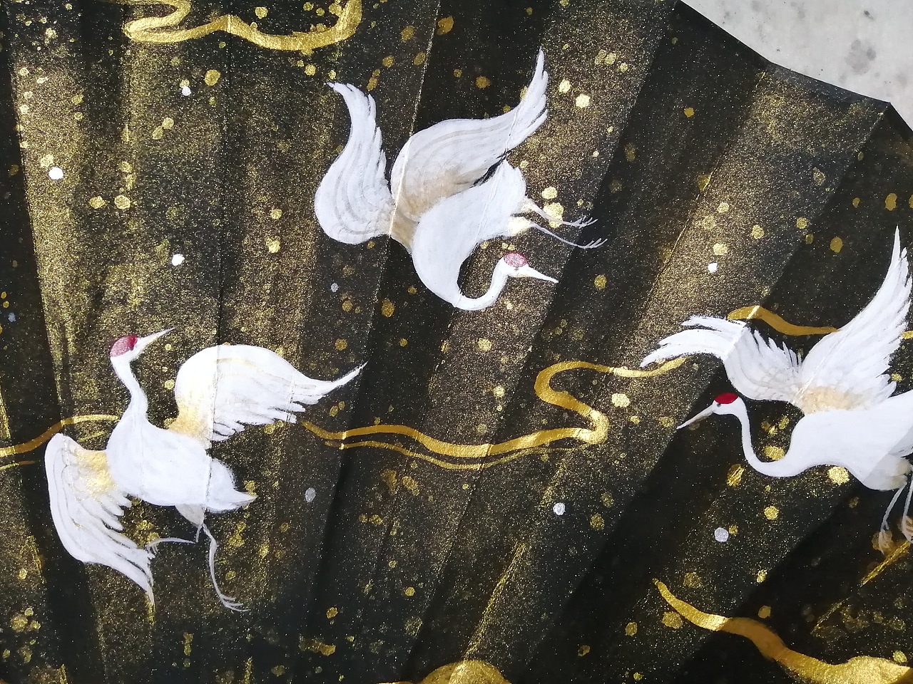 古风仙鹤洒金纸团扇/折扇