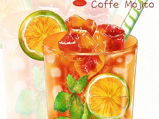 夏日清凉饮料水彩（个人主页-ZNTU1OTU3ODA=） - 创作习作 - 站酷设计师黄灿灿想要全世界原创素材 - 站酷ZCOOL