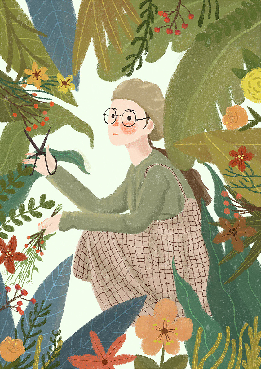 春天来了,花农少女该忙起来了,爱花爱植物的你都