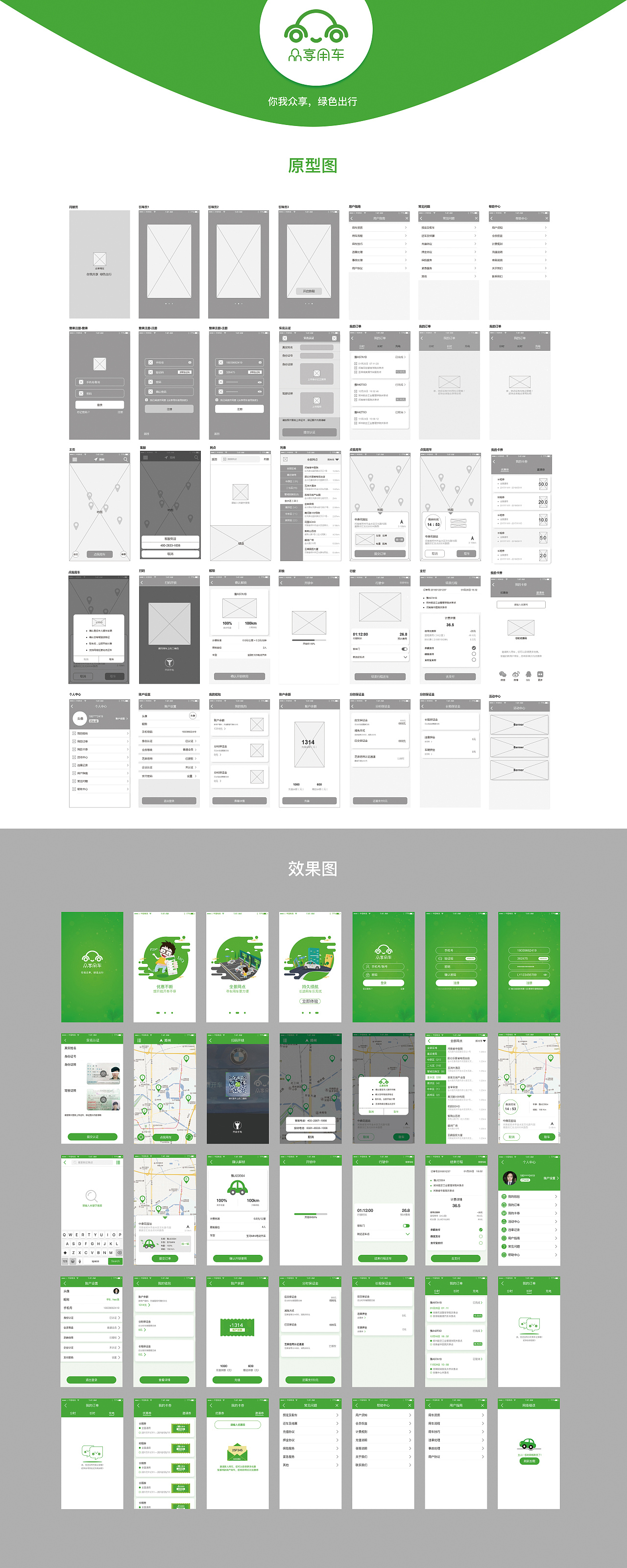 《众享用车》共享汽车APP界面设计（图ZMTIwOTg5MTI4） - APP界面 - 站酷设计师平平9淡淡hao原创素材 - 站酷ZCOOL