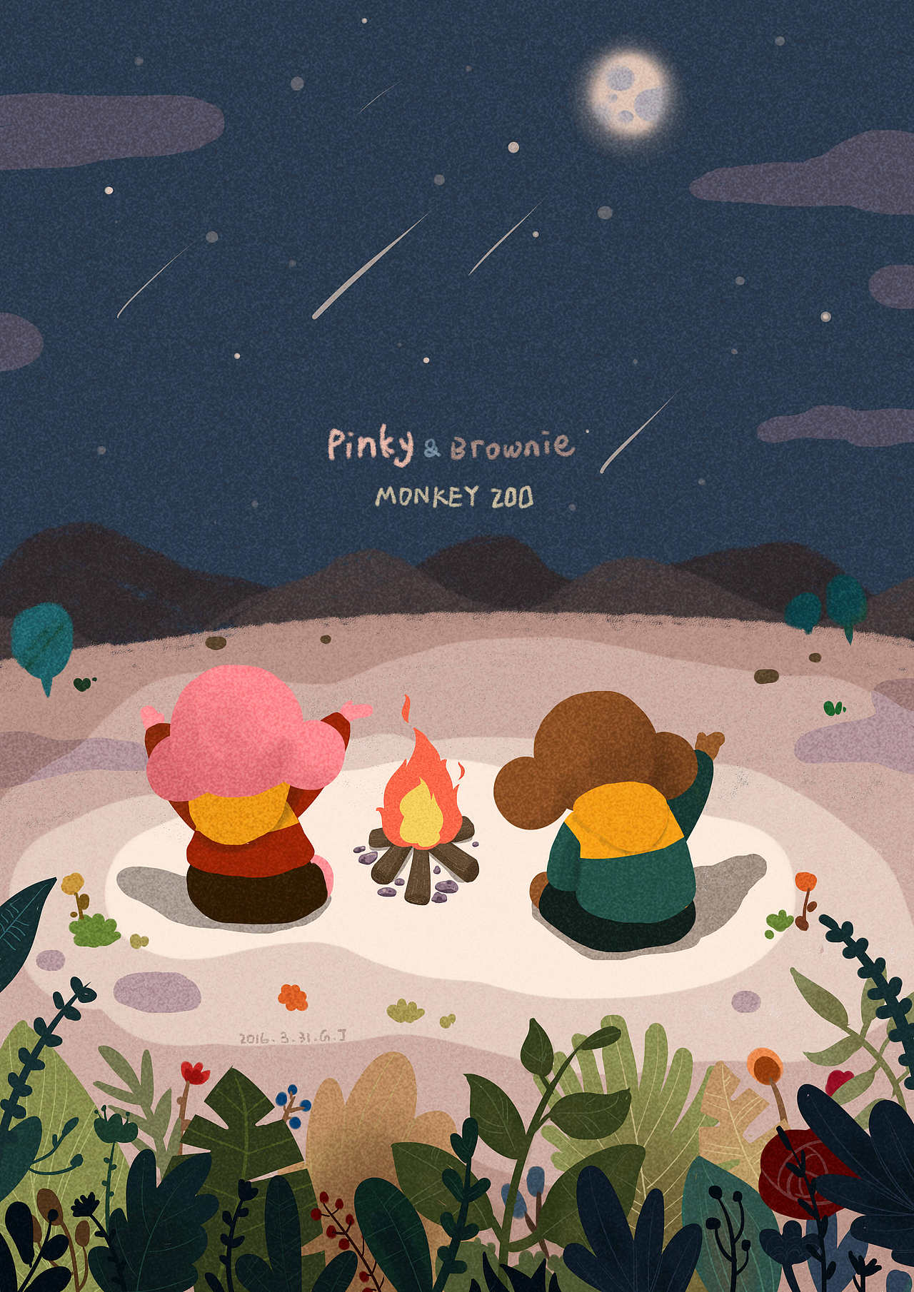 Monkey Zoo (Pinky&Browine)（圖ZNjkzNDY5NDA=） - 兒童插畫(huà) - 站酷設(shè)計(jì)師大臉貓愛(ài)吃芋艿頭原創(chuàng)素材 - 站酷ZCOOL