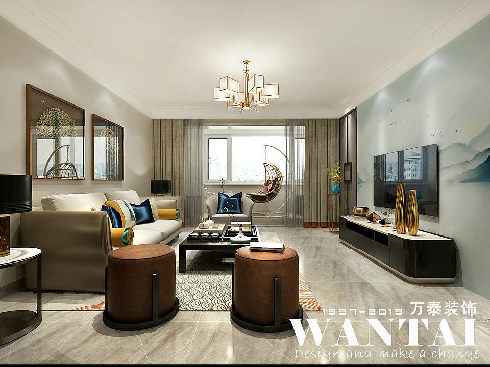 泰安装修 | 泰安乐活小镇150㎡新中式装修风格效果图