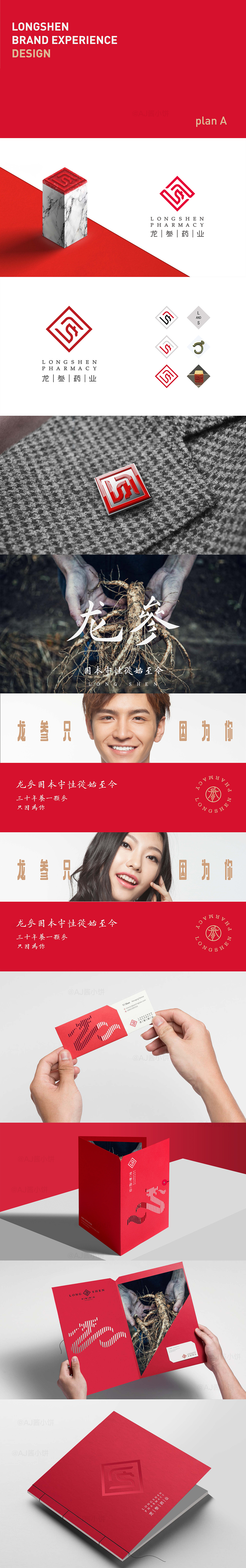 龙参药业VI设计LOGO设计 中国风医药包装