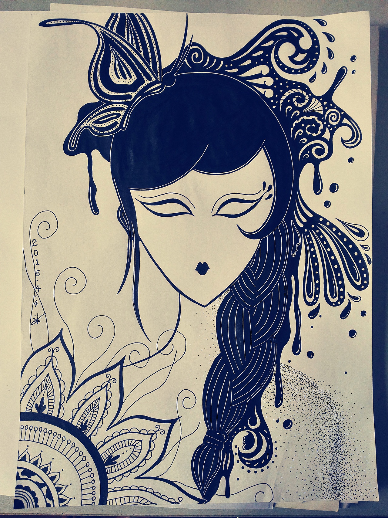 女孩 黑白装饰画