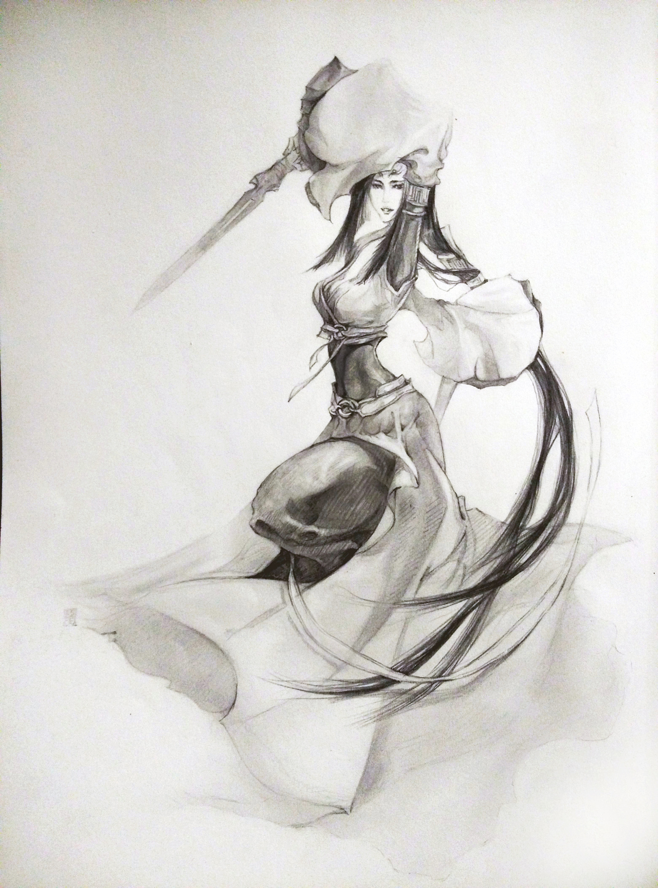 古剑红玉 素描 手绘