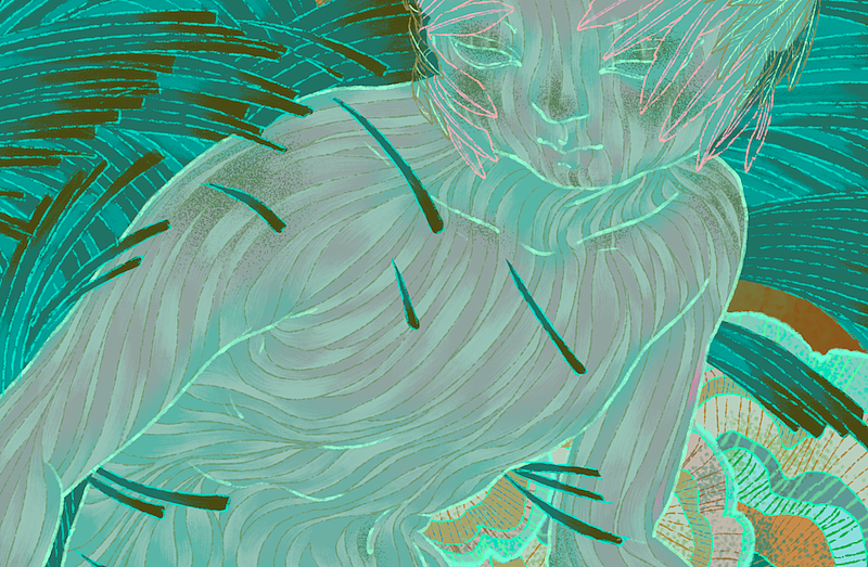 使用铅笔笔刷勾画人物身体的纹理。