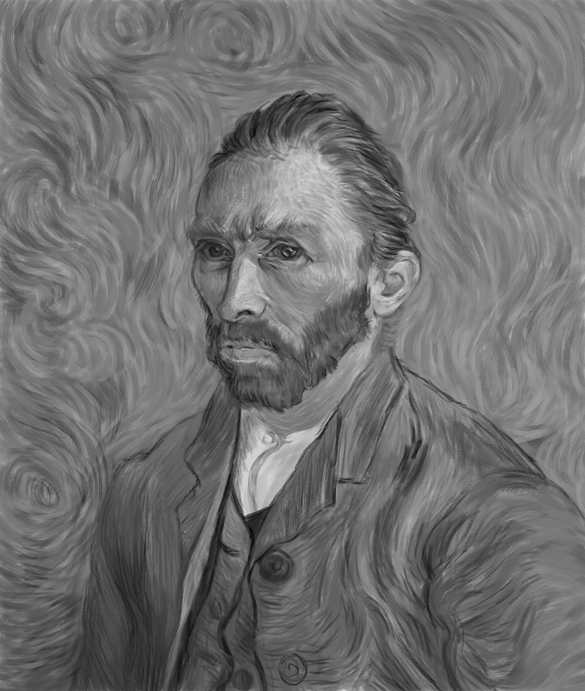 跟着梵高练线条儿