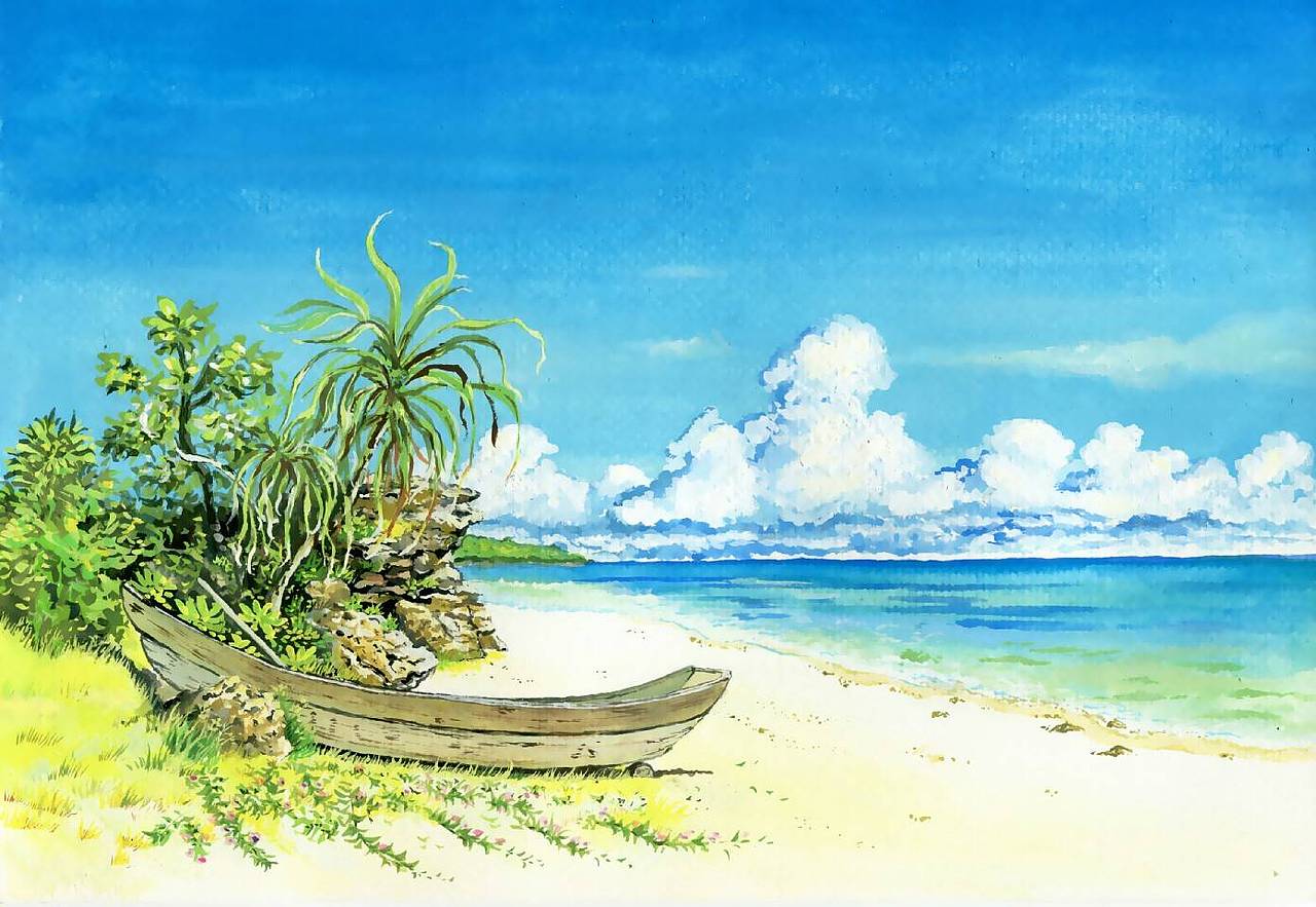 不透明水彩手绘动漫场景