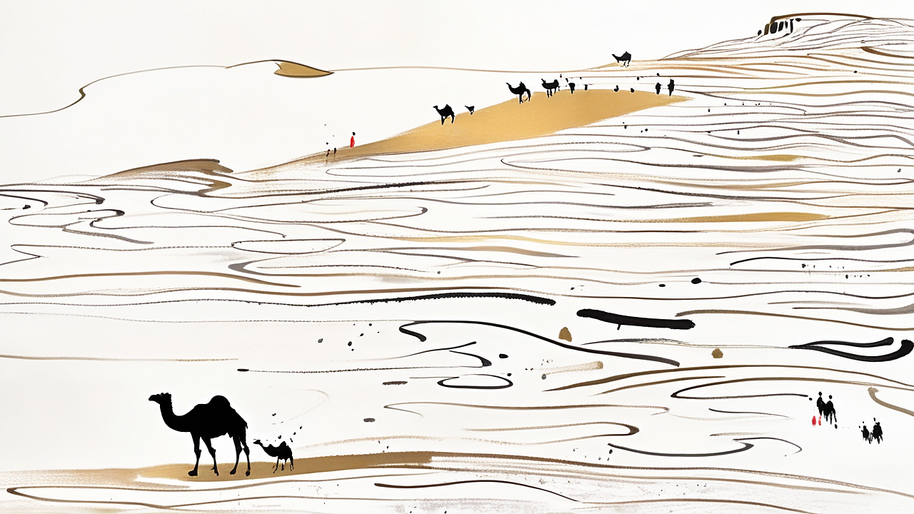 #插画 西域风情系列 梦中驼铃（图ZMzczNDg5MzYw） - AI作品 - 站酷设计师alynnn原创素材 - 站酷ZCOOL