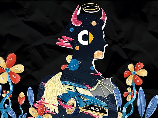 拥抱对立之天使与恶魔（个人主页-ZNTM0NjQxMDg=） - 图案 - 站酷设计师lemonmomo原创素材 - 站酷ZCOOL