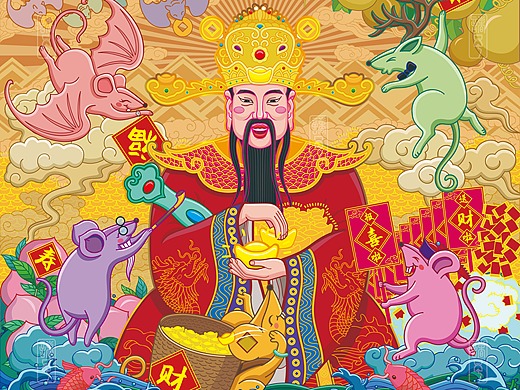 《五鼠运财》插画设计