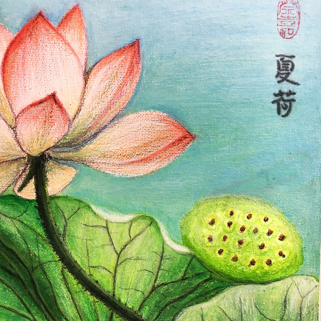 中国风油画棒《夏荷》系列之三