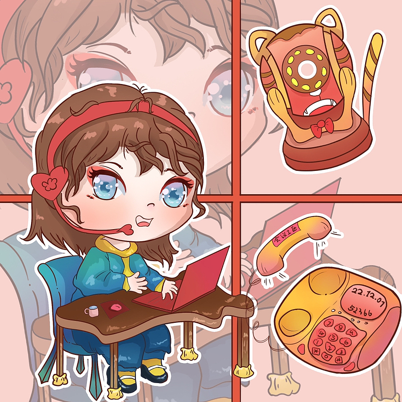 铁路通信工的日常生活(q版插画)