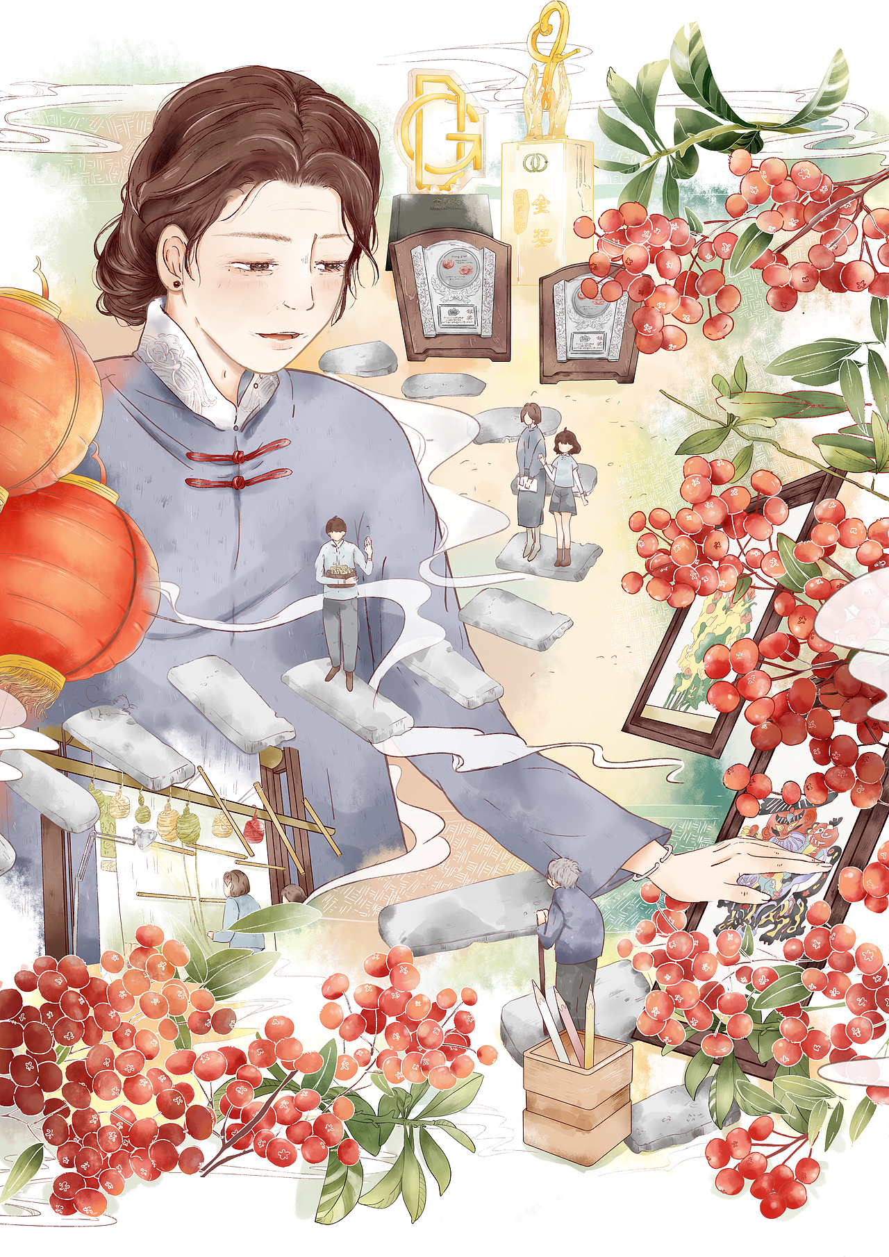 “遺韻”—北京宮毯 傳承性故事插畫（圖ZMjY0MzM3NzQw） - 創(chuàng)作習(xí)作 - 站酷設(shè)計(jì)師姜姜Y原創(chuàng)素材 - 站酷ZCOOL