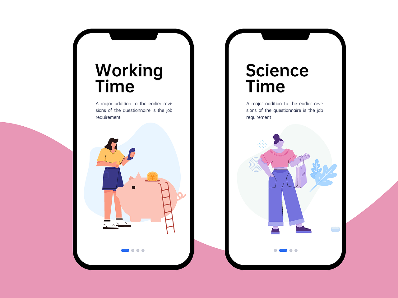 一组扁平人物场景插画练习