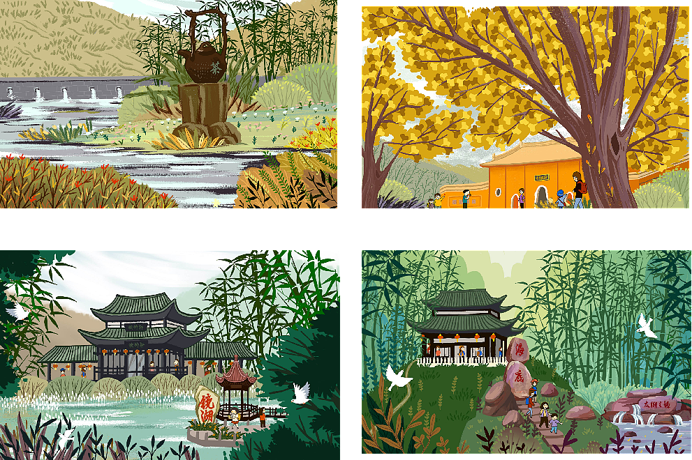 宜兴竹海-景区手绘明信片