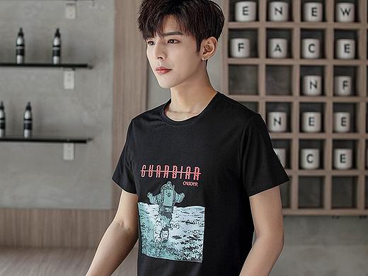 T2112：冰瓷棉汗衫（男款、太空人印花）（个人主页-ZNTE5NzYxNTY=） - 休闲/流行服饰 - 站酷设计师潮迩Chaoer原创素材 - 站酷ZCOOL