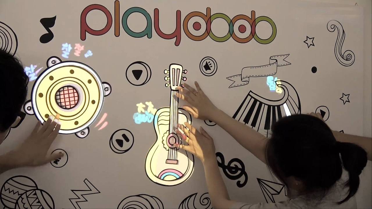 儿童触摸发声的投影音乐墙互动装置ar互动音乐墙体投影