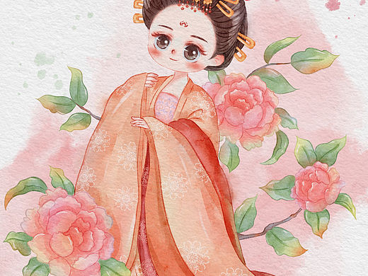 簪花仕女图｜牡丹拟人