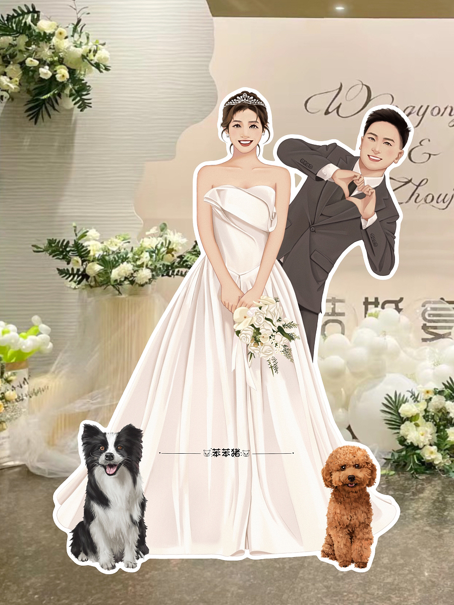 手绘一家四口婚纱照/婚礼该有的幸福样子（图ZMzUyOTczMzgw） - 商业插画 - 站酷设计师苯苯猪原创素材 - 站酷ZCOOL