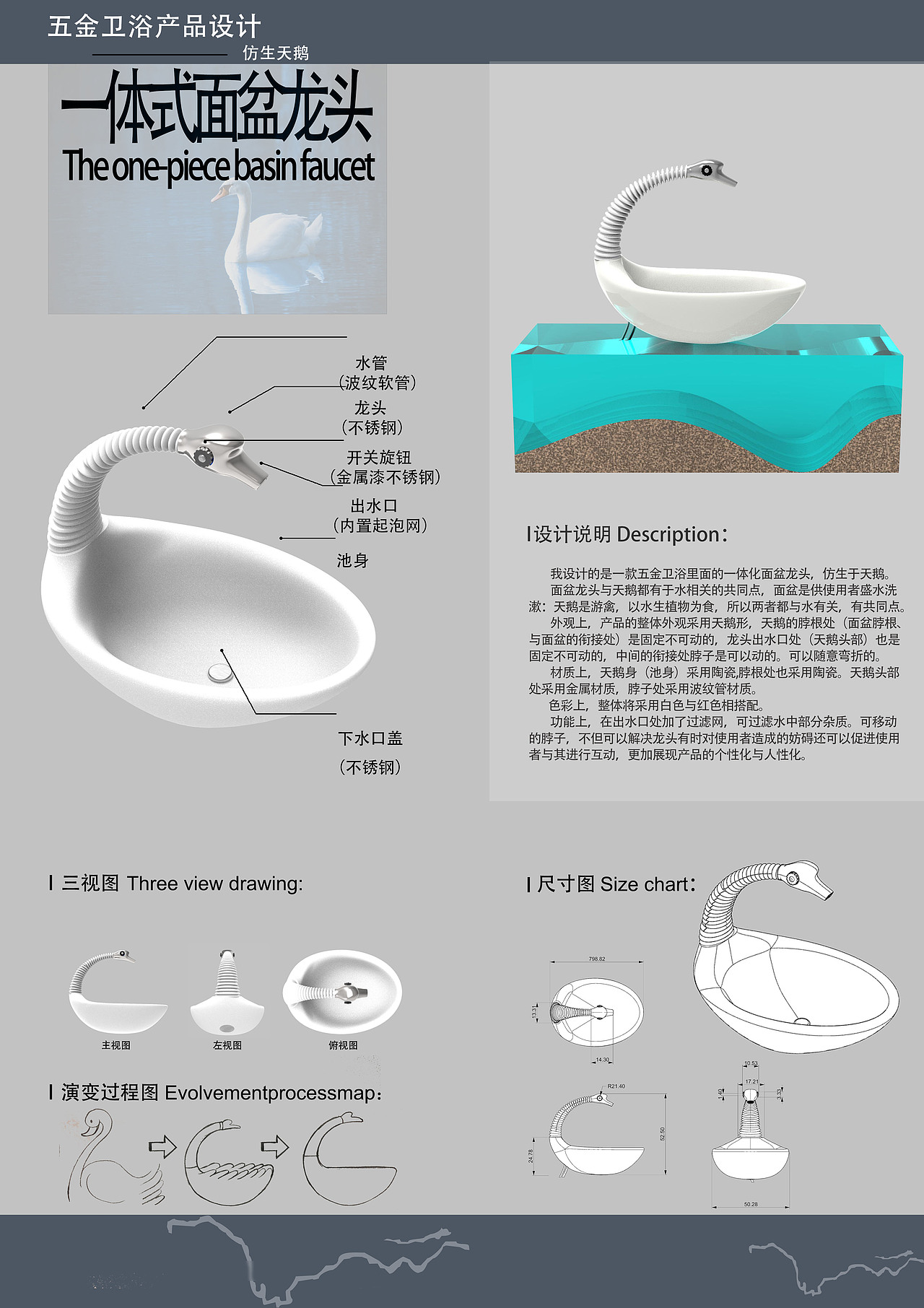 仿生天鹅洗脸盆设计  当时建模还不成熟 重点是创意占个位 嘻嘻版权