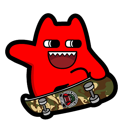 魔鬼猫表情-玩滑板 全身 道具 滑板 魔性 斗图 zombiescat  g22