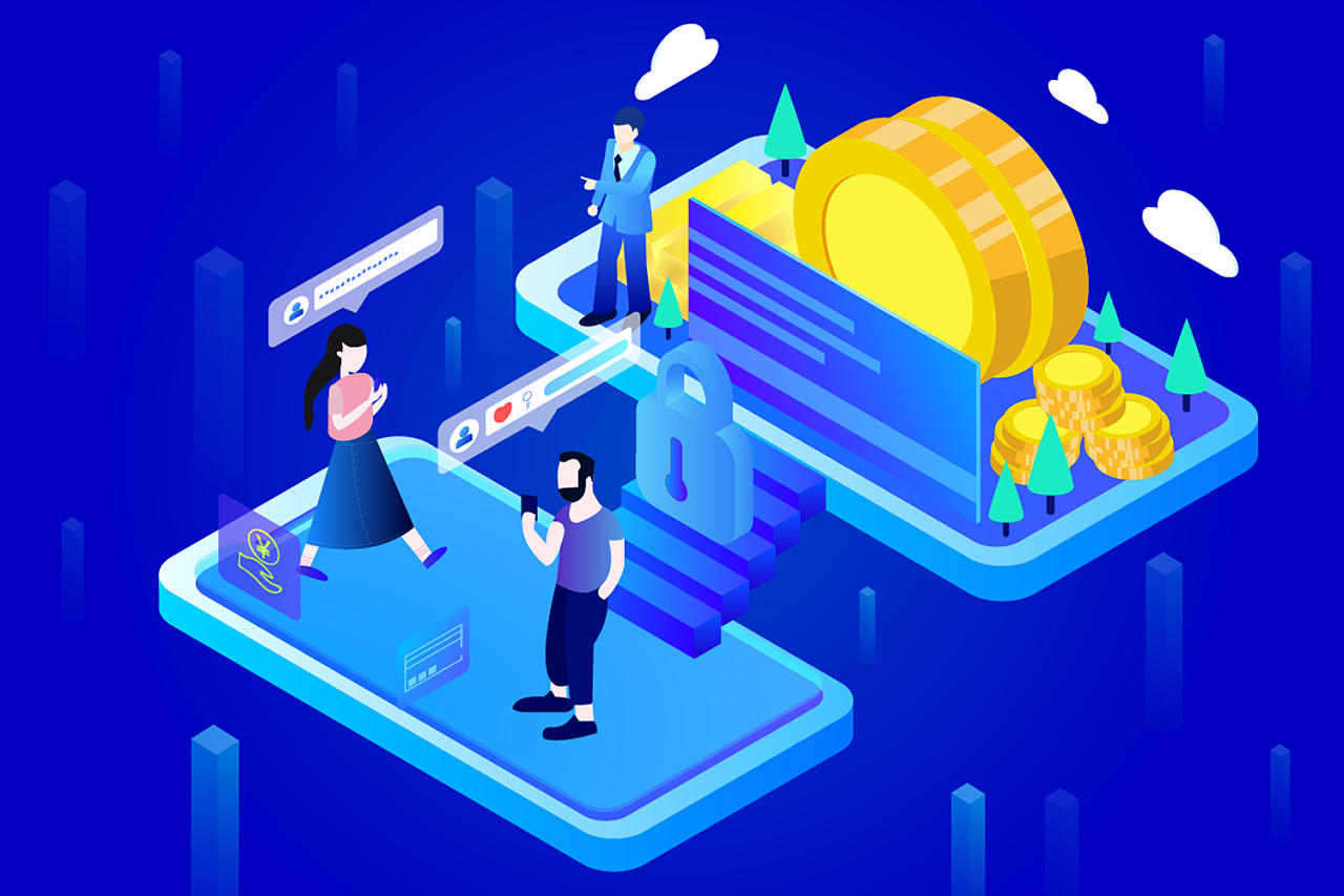 5d渐变插画区块链安全-2|插画|创作习作|超级大包子 - 临摹作品