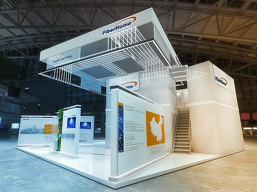 企业科技现代展会展厅展览展台展位3D效果图设计制作
