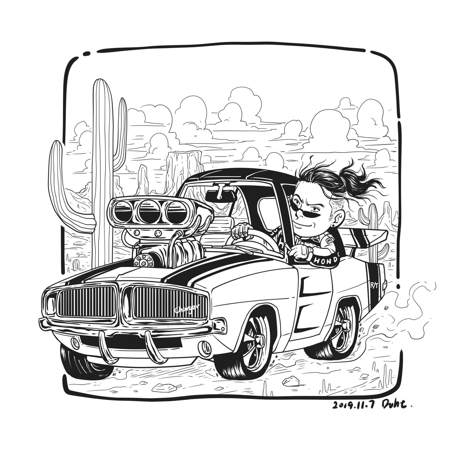 dodge charger 道奇战马|插画|插画习作|杜三郎 - 原创作品 - 站酷