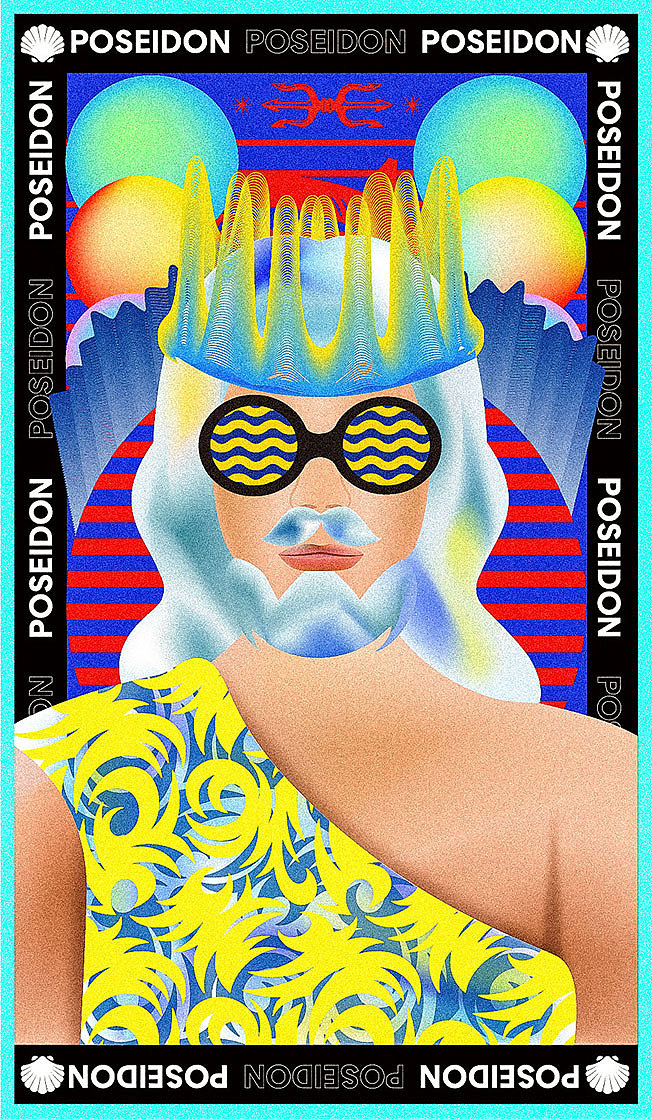 波普艺术与古希腊神结合一组插画