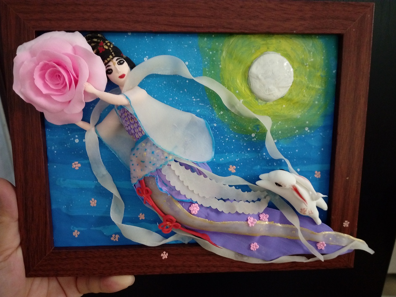 粘土作品:嫦娥奔月