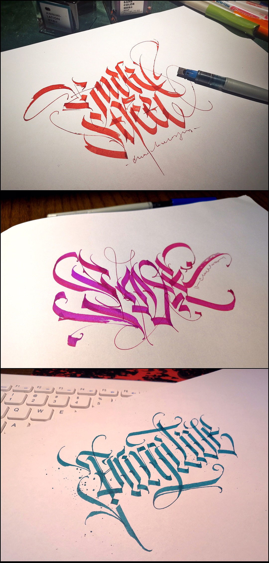 Calligraphy丨 英文书法年度总结丨平行笔部分丨2018