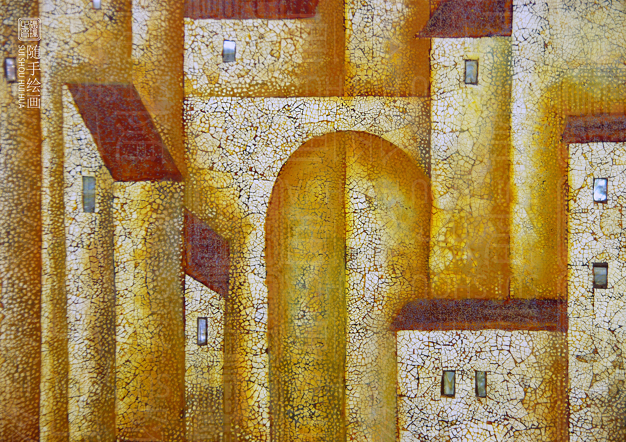 《江南水乡》漆画