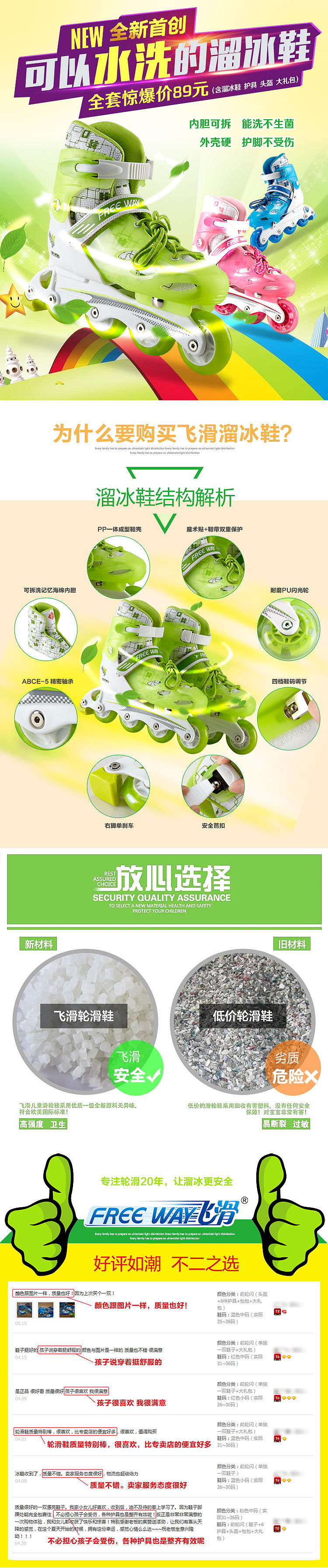 淘宝天猫宝贝描述手机详情页爆款电子商务京东儿童滑轮鞋溜冰鞋全套装直排轮滑鞋旱冰鞋新手花式可拆洗