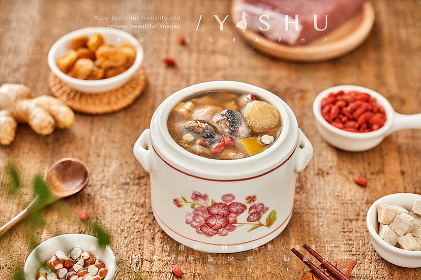 草龟汤蘑菇汤煲汤料美食拍摄