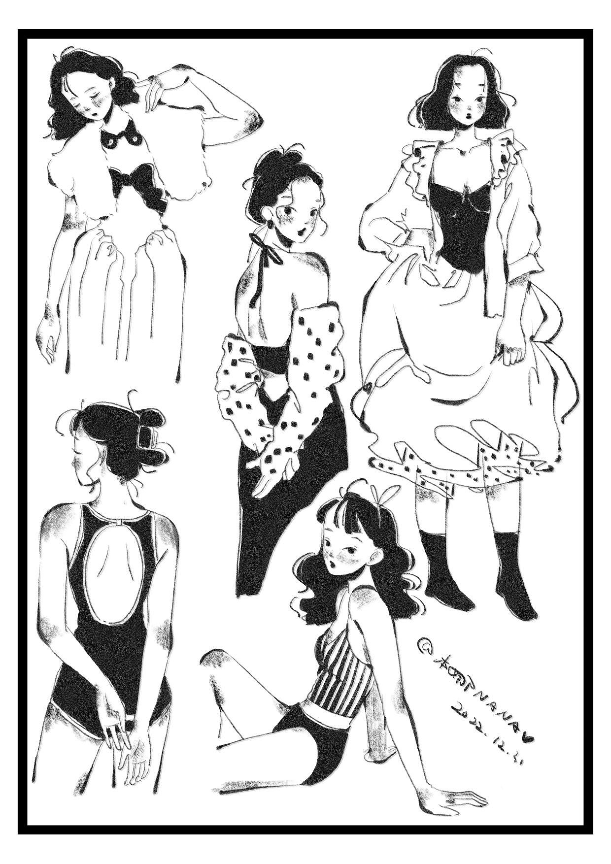 少女速写（合集）（图ZMzI3MTkwNTA0） - 创作习作 - 站酷设计师本娜NANA原创素材 - 站酷ZCOOL