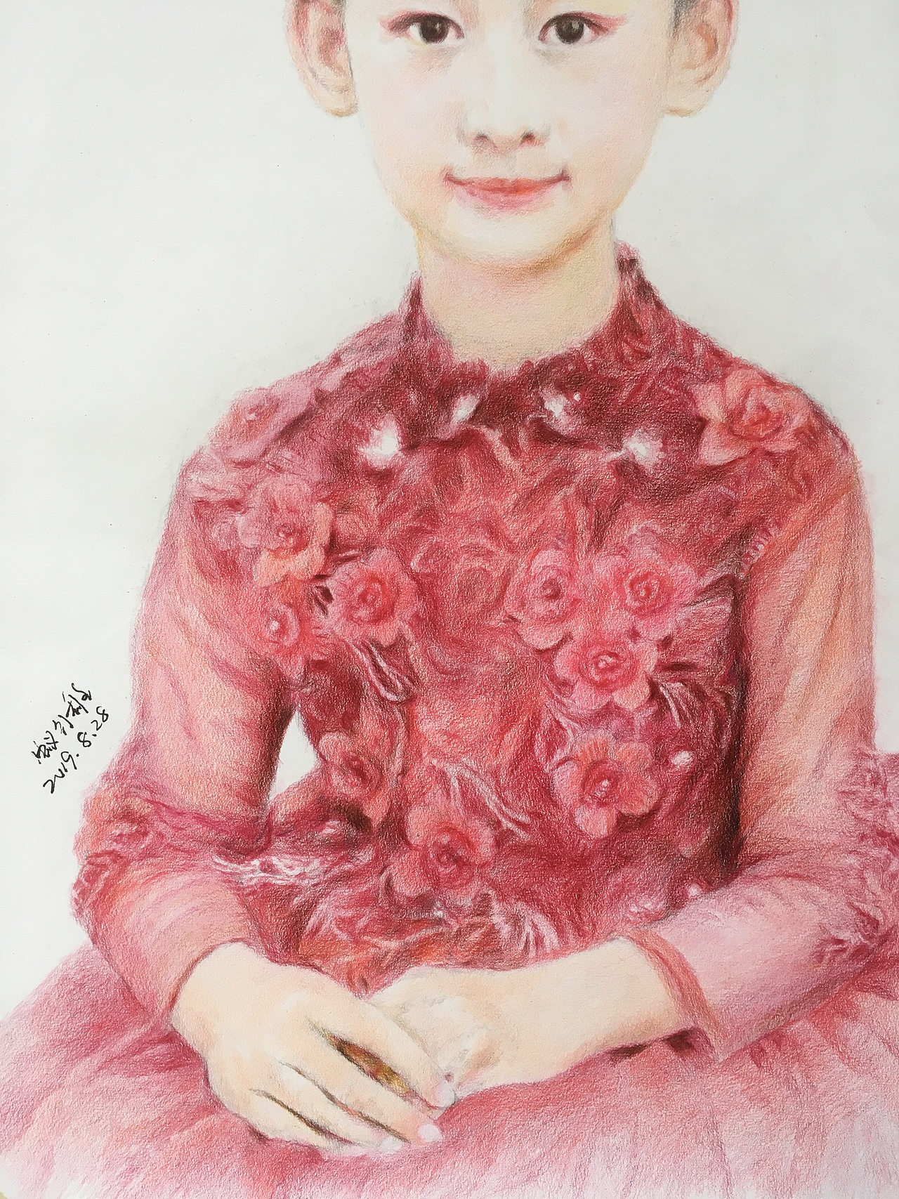 昨天完成的一张四开彩铅画《学生》