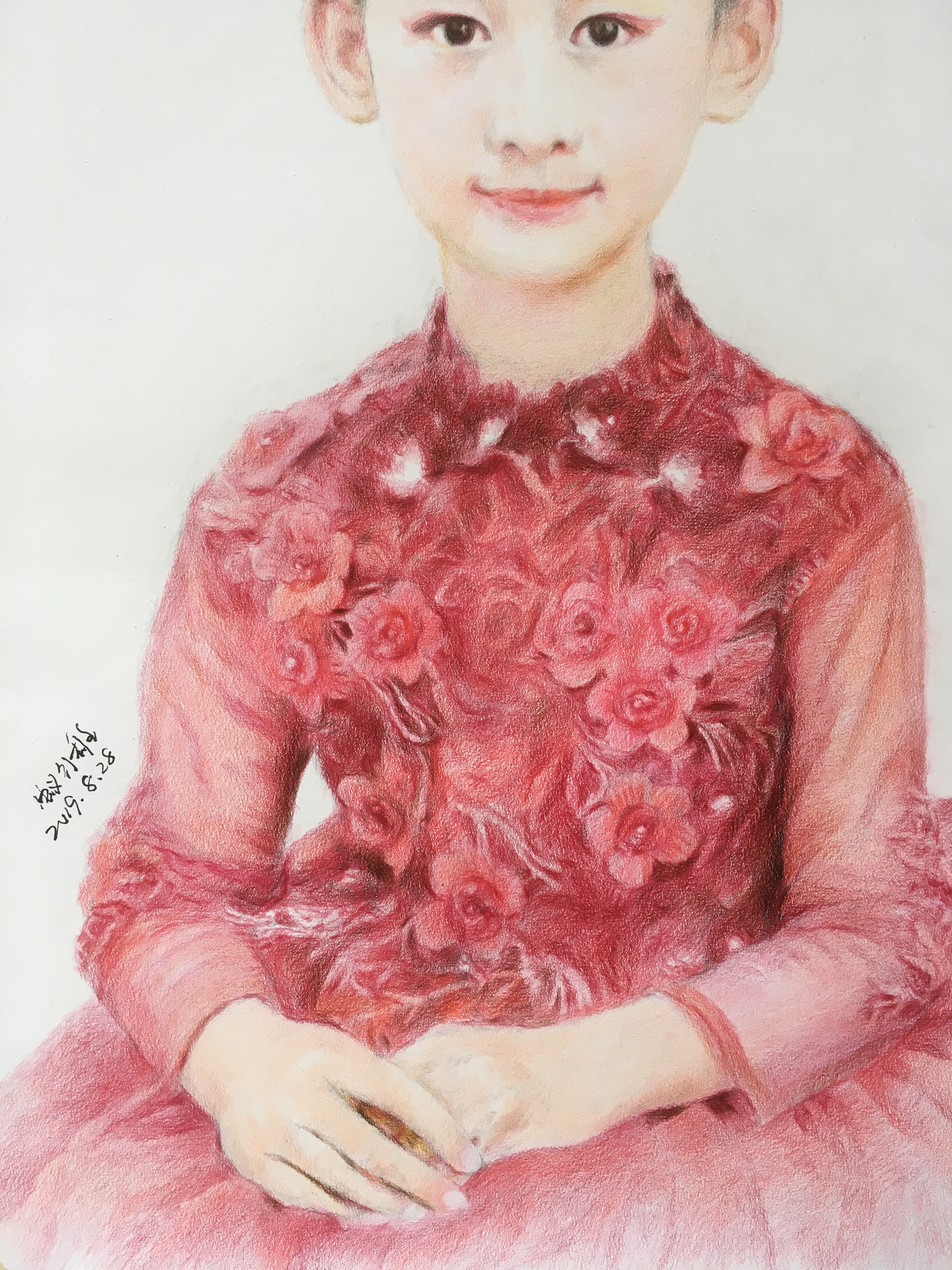 昨天完成的一张四开彩铅画《学生》