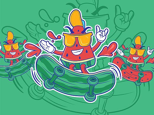 水果饮料包装插画 西瓜汁